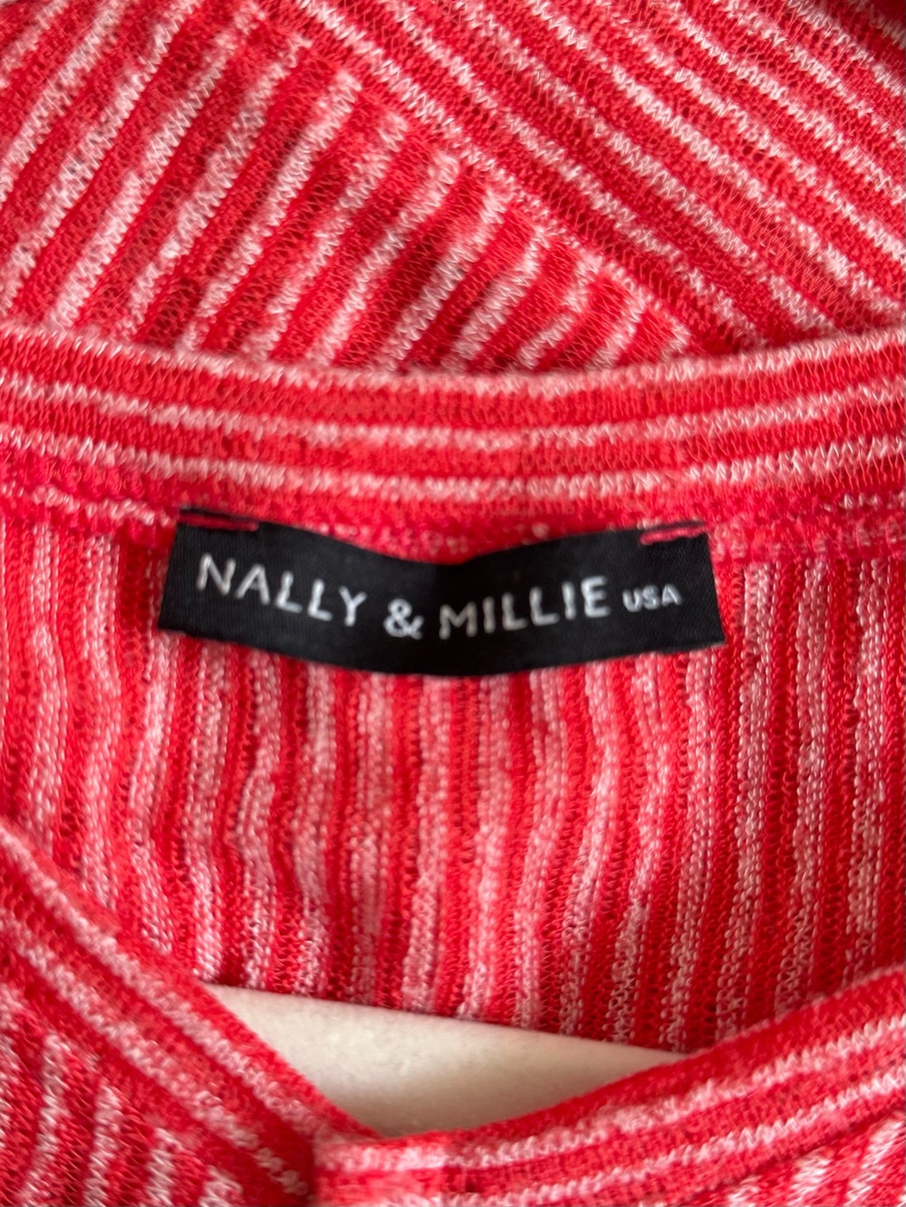 🌻 Nally & Millie Red and White Striped Open-Front Knit Top Cardigan L/XL - Picture 4 of 7